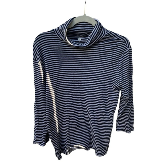 GAP GRAY AND BLACK STRIPED COTTON TURTLENECK - Picture 1 of 3